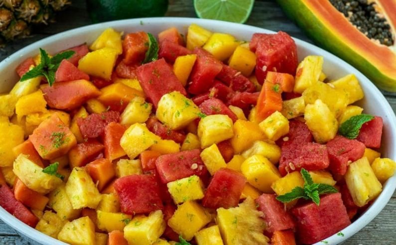 Tropical Fruit Salad with Honey-Lime Dressing